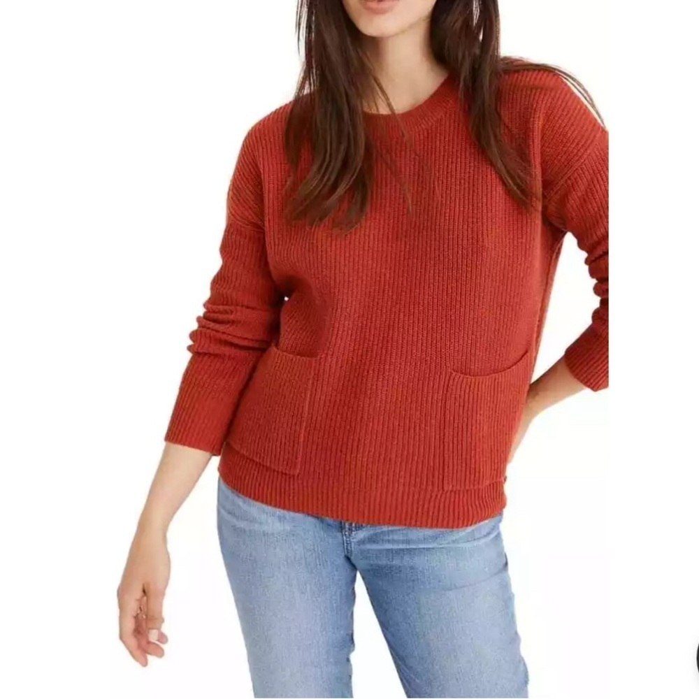 Madewell Rust Oranges Patch Pocket Pullover Sweat… - image 1